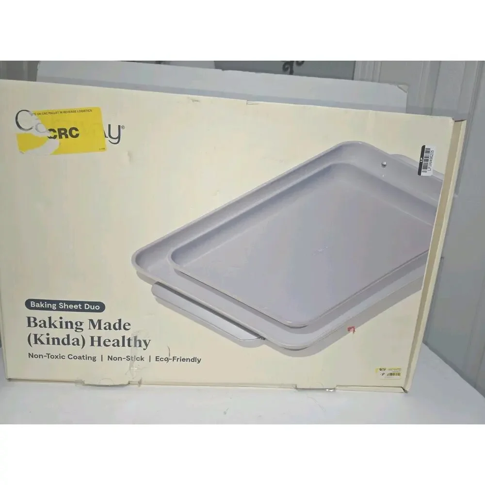 Caraway Home 2pc Duo Baking Sheet Set Cream: Nonstick Bakeware Set with